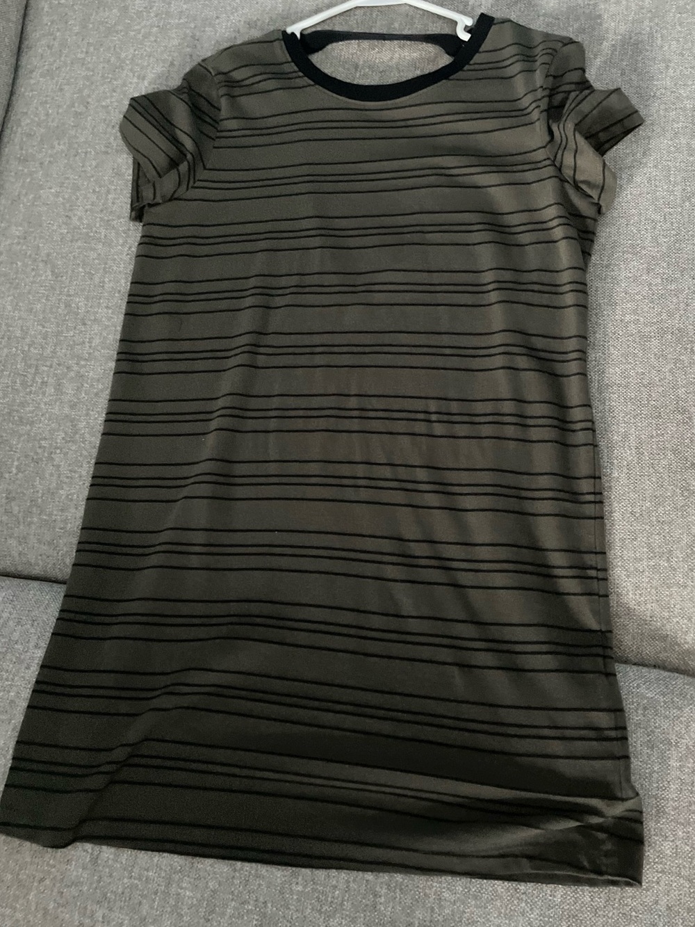 Forever 21 Olive Green and Black Striped Short-Sleeve Tunic